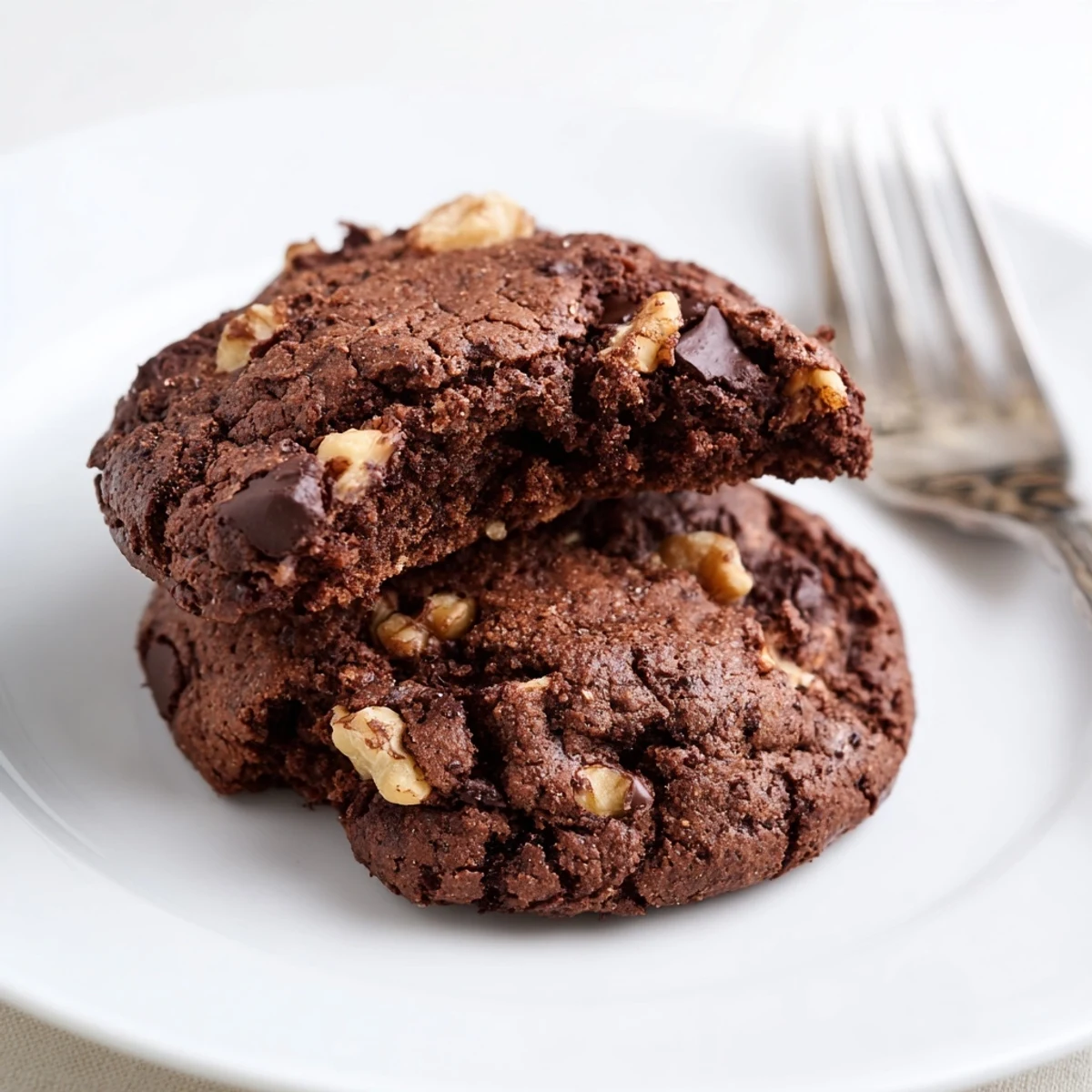 Fudgy sourdough brownie cookies with glossy crackly tops and melted chocolate chunks