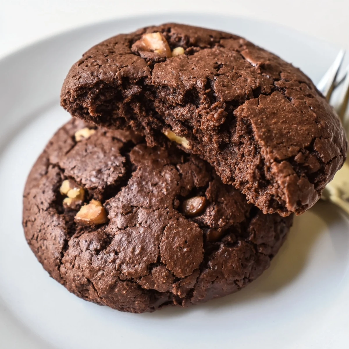 Freshly baked sourdough brownie cookies displaying chewy centers and crisp textured edges