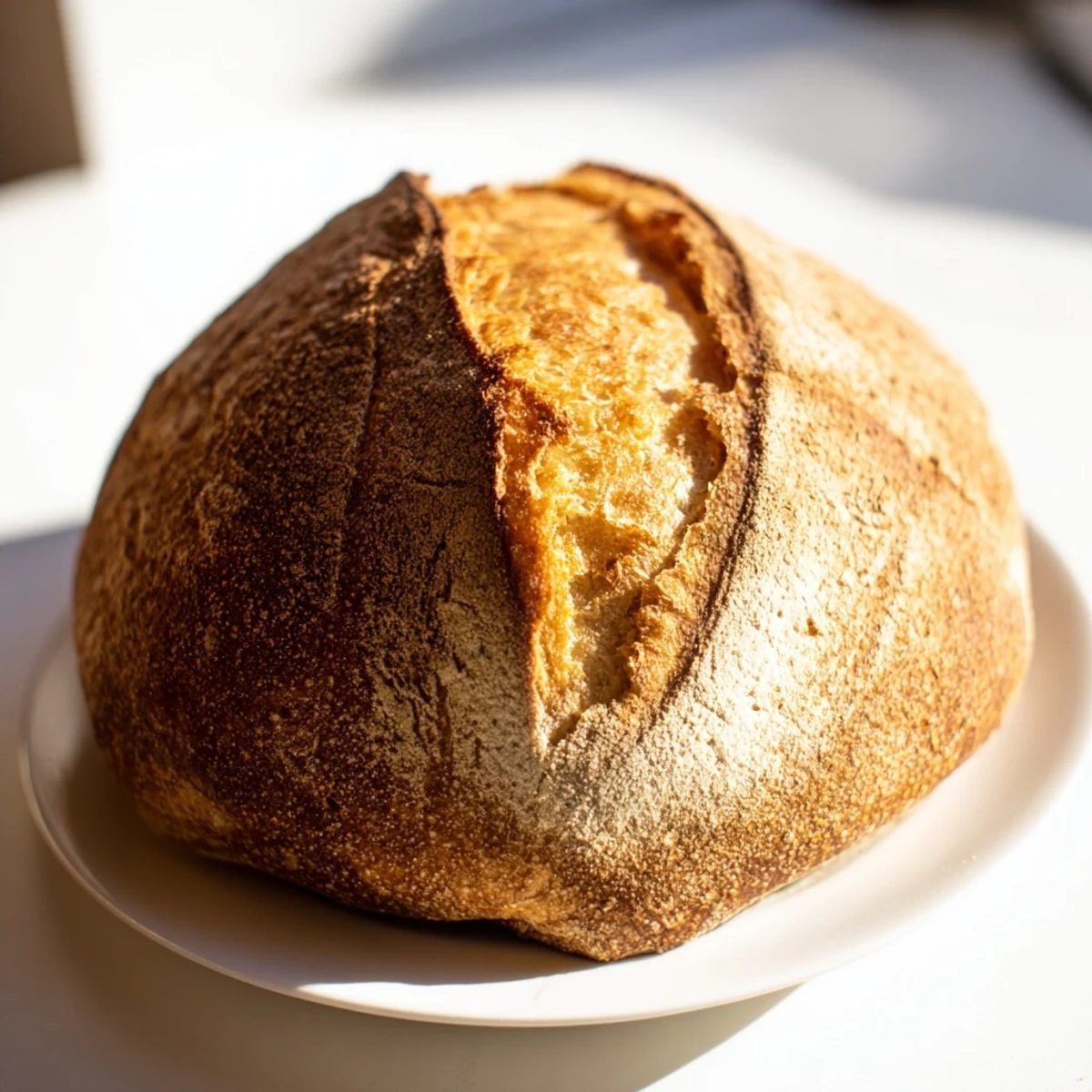 Freshly baked crusty Italian bread cooling on wire rack with golden crackled exterior and airy crumb