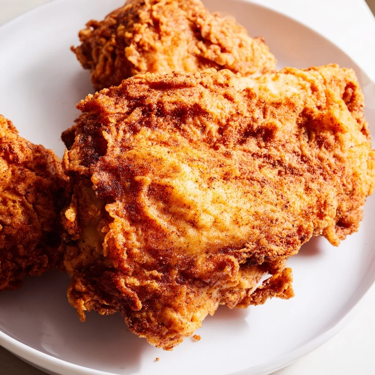 Crispy golden fried chicken pieces with crunchy coating resting on a wire rack