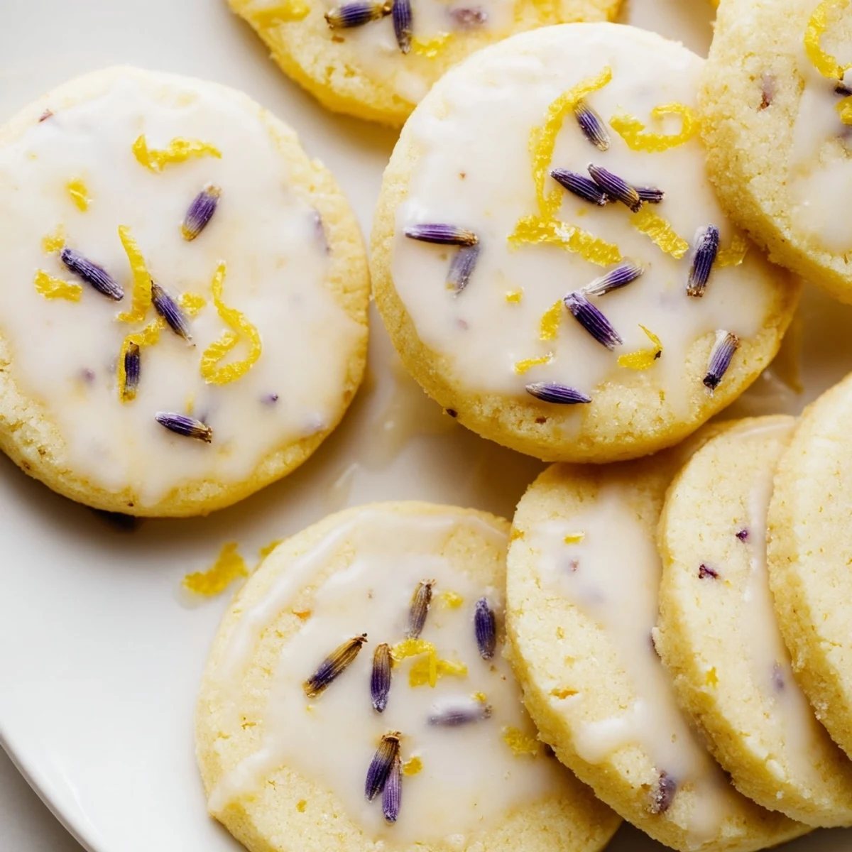 Iced Lemon Lavender Shortbread Cookies