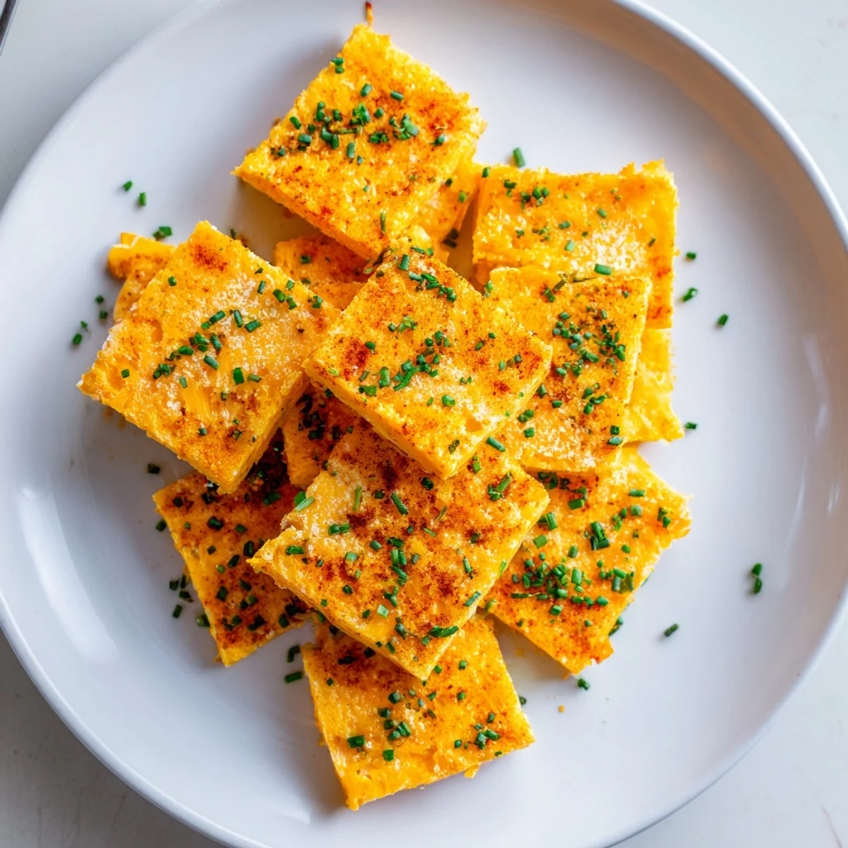 Crispy cheddar chive snack bites served warm alongside a simple party dip