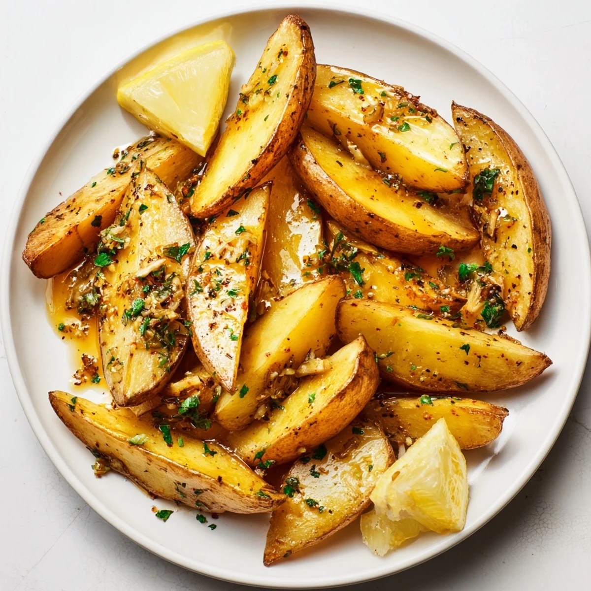 Authentic Greek Lemon Potatoes Recipe with golden crispy edges and bright lemon aroma