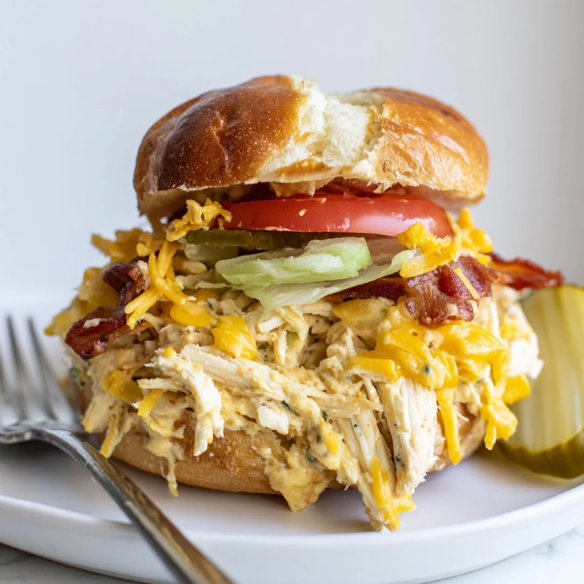 Oven-bubbly Crack Chicken Sandwiches ready for a crowd, served warm with lettuce