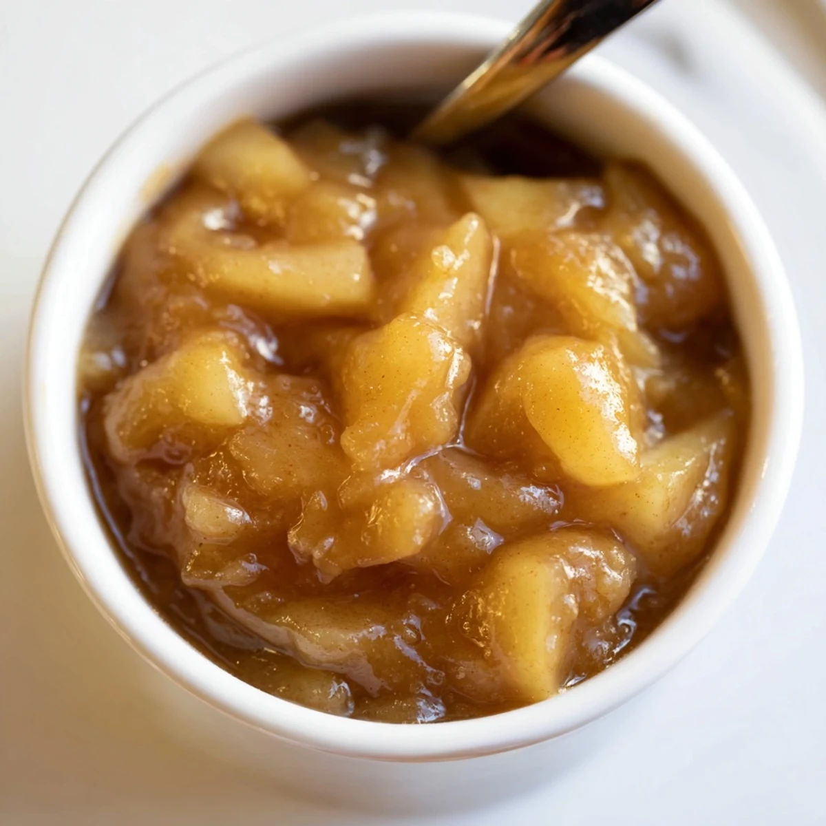 Warm toast spreading Fall Caramel Apple Jam, silky caramel notes and tender chunks