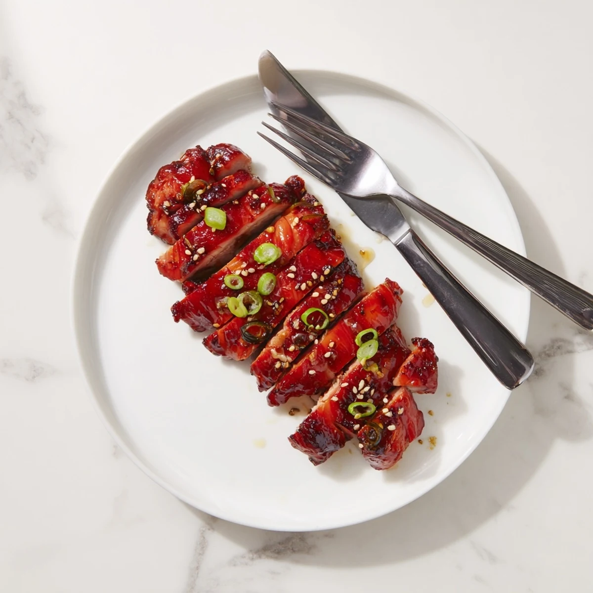 Golden glazed Char Siu Chicken thighs glistening with sweet honey hoisin caramelization on a wire rack