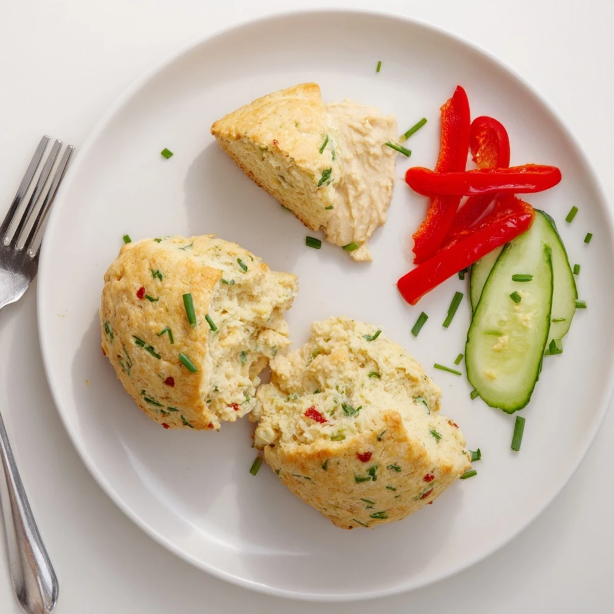 Fresh-baked Humous Scones cooling on parchment, flecked with parsley and feta