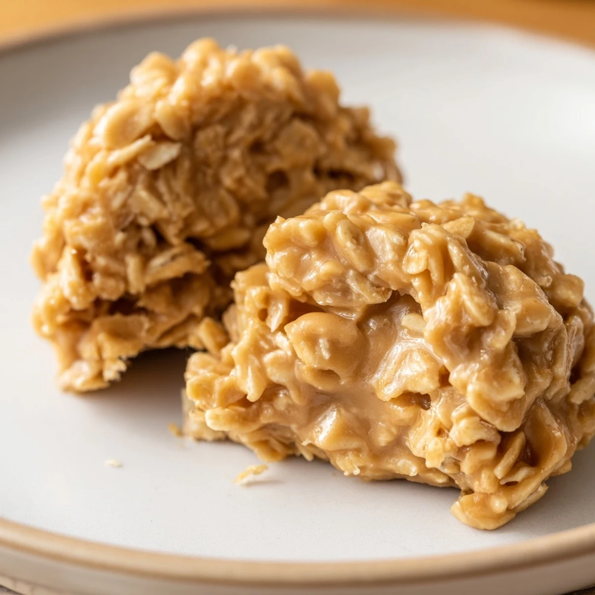 Peanut Butter No Bake Cookies cooling on parchment, glossy and chewy  
