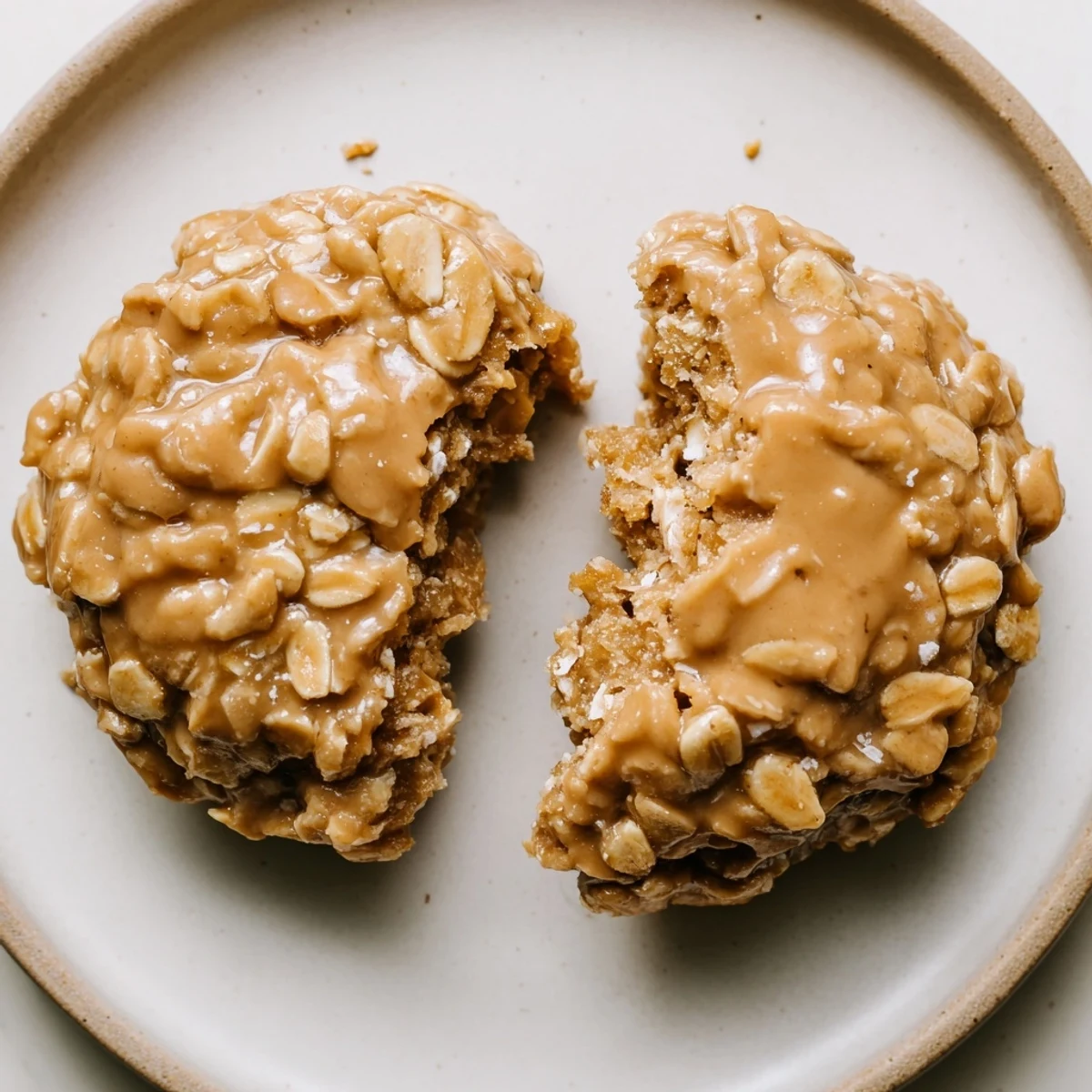 Peanut Butter No Bake Cookies on baking sheet, warm sugar steam rising  