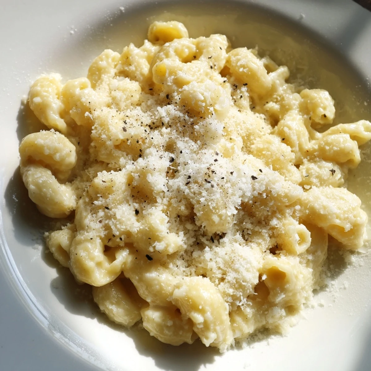 Creamy homemade mac and cheese with tender elbow pasta coated in rich cheese sauce