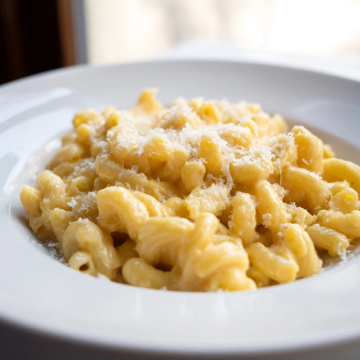 Oven-baked mac and cheese casserole with crispy golden crust and oozing sharp cheddar