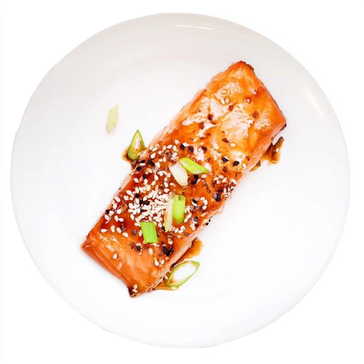 Weeknight Gluten Free Teriyaki Salmon Recipe with sticky maple glaze, scallions