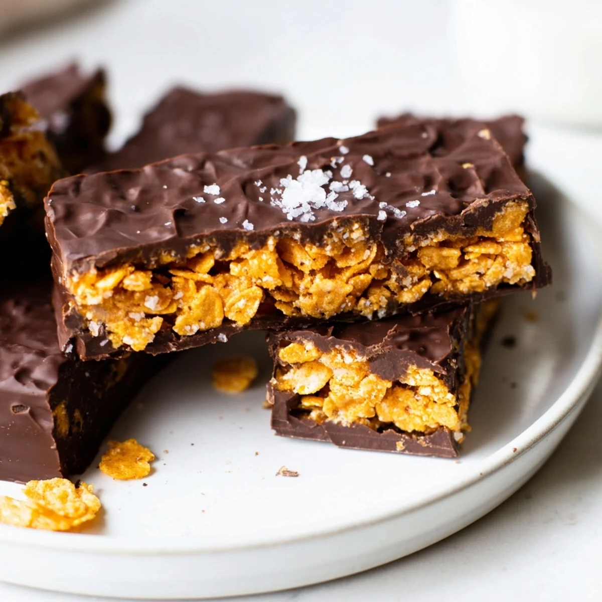 Healthy homemade Butterfingers with a crunchy peanut butter center dipped in glossy dark chocolate