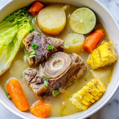 Rich Filipino Bulalo Beef Shank Soup featuring fall-apart beef and sweet corn pieces