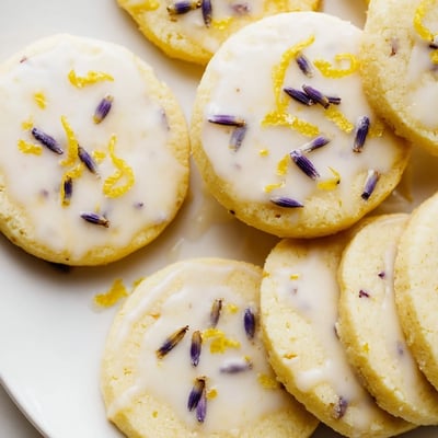 Iced Lemon Lavender Shortbread Cookies